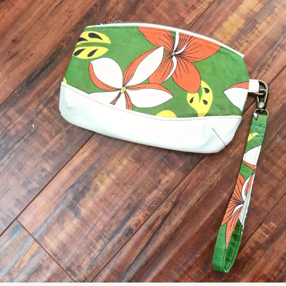 Handmade 70s Tropical Clutch Wristlet
